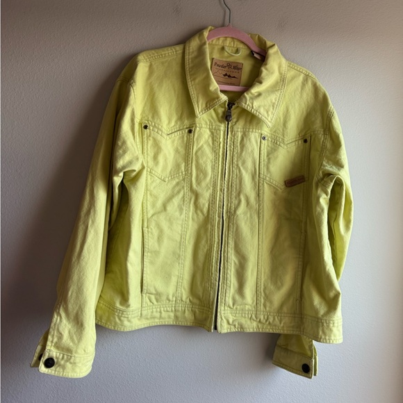 Powder River Outfitters Other - Powder River Western Yellow Green XL 100% Cotton Denim Zip Uo Jacket